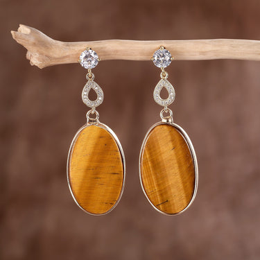 Vineyard Tiger Eye Drop Earrings-Your Soul Place